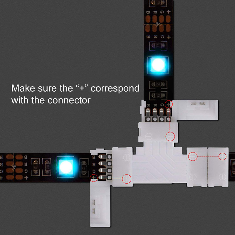 T Shape 4 Pin Solderless LED Fast Conector Accessories For Width 10mm RGB LED Strip Lights T Shape 4 Pin Solderless LED Fast Conector Accessories For Width 10mm RGB LED Strip Lights